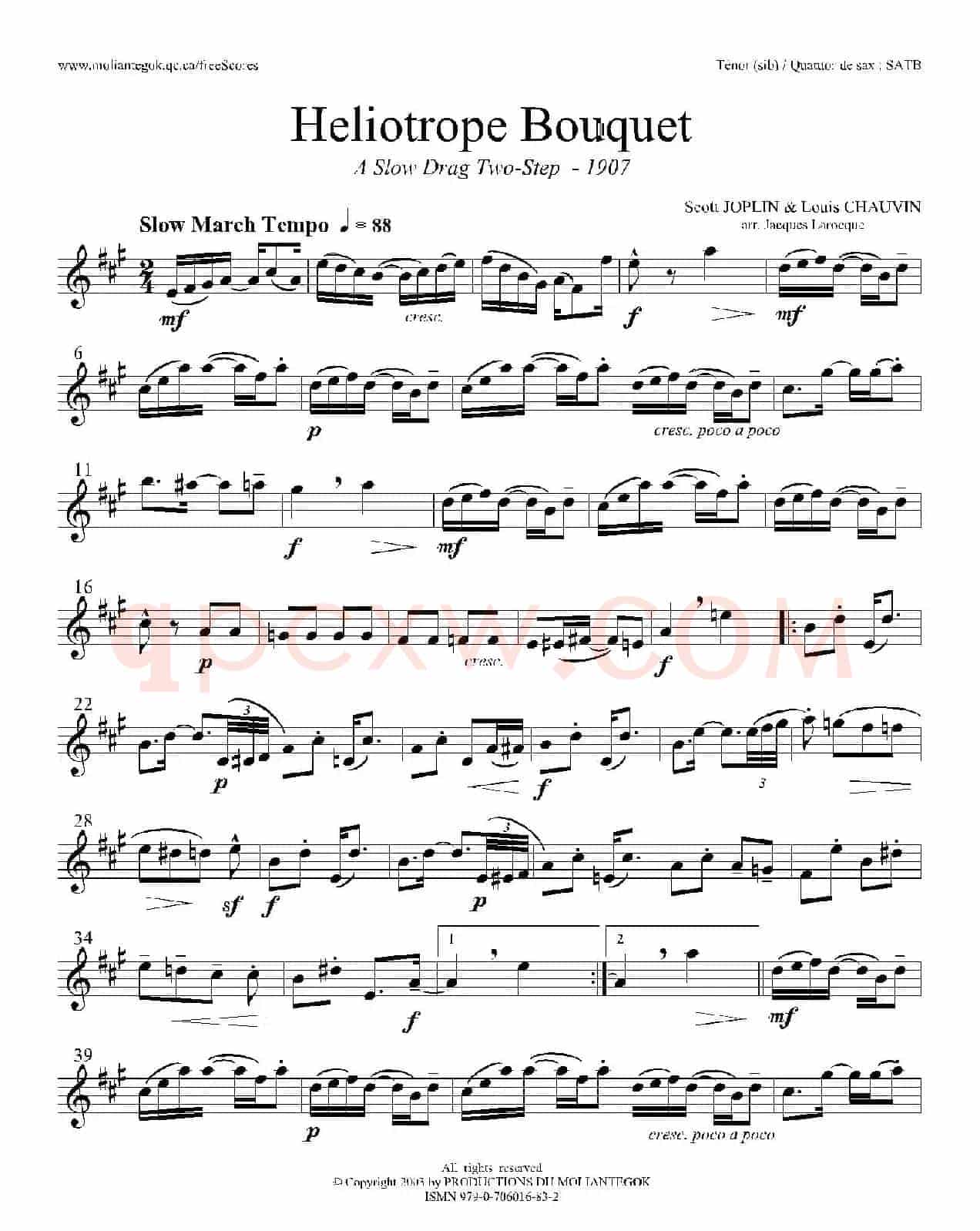 Heliotrope Bouquet（四重奏高音萨克斯分谱）