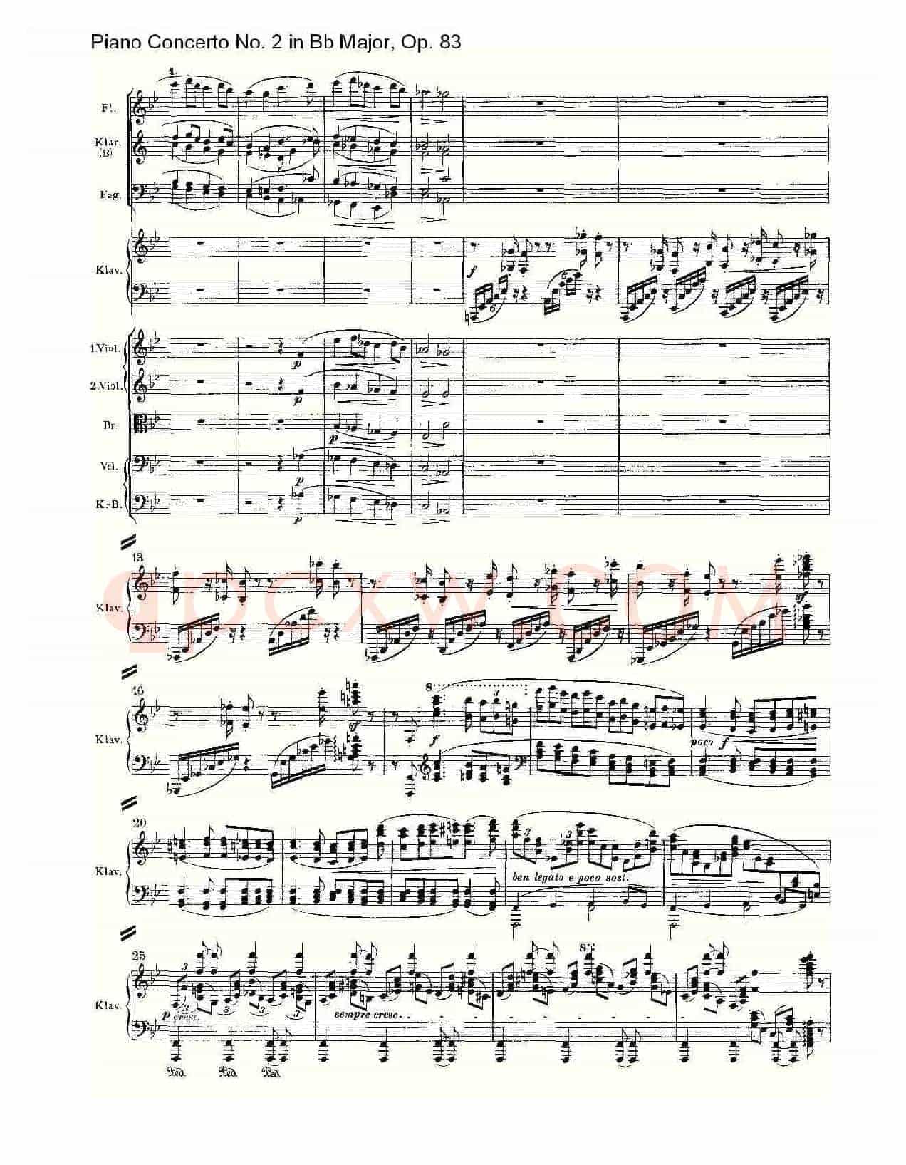 Bb大调钢琴第二协奏曲, Op.83第一乐章(一)