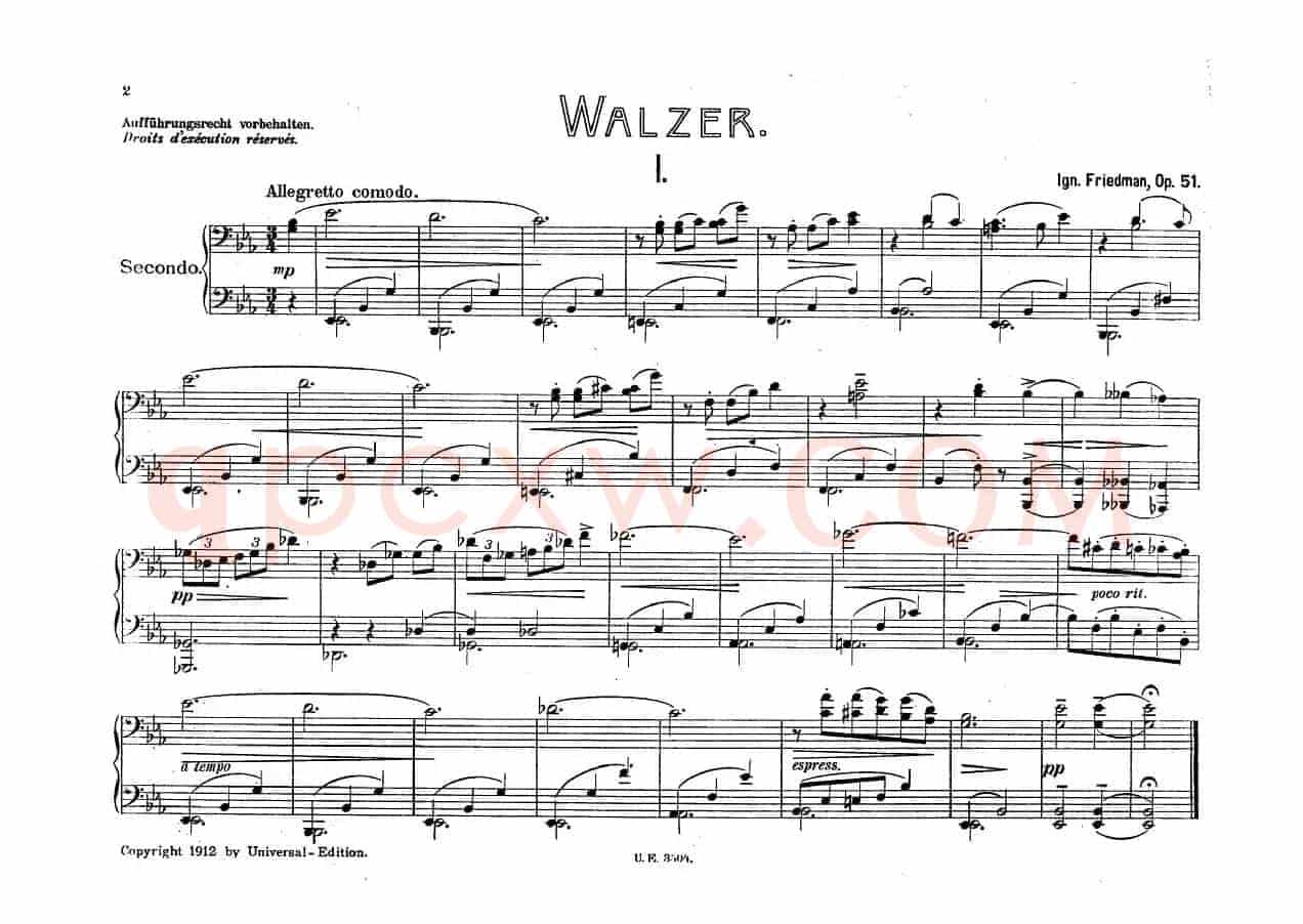 5 Waltzes Op.51-4 Hands（5首圆舞曲-四手联弹）