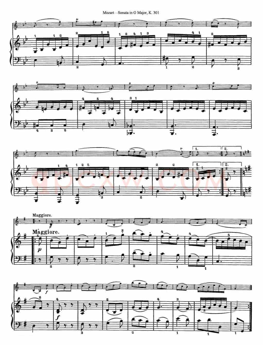Violin Sonata in G Major K.301（小提琴+钢琴伴奏）
