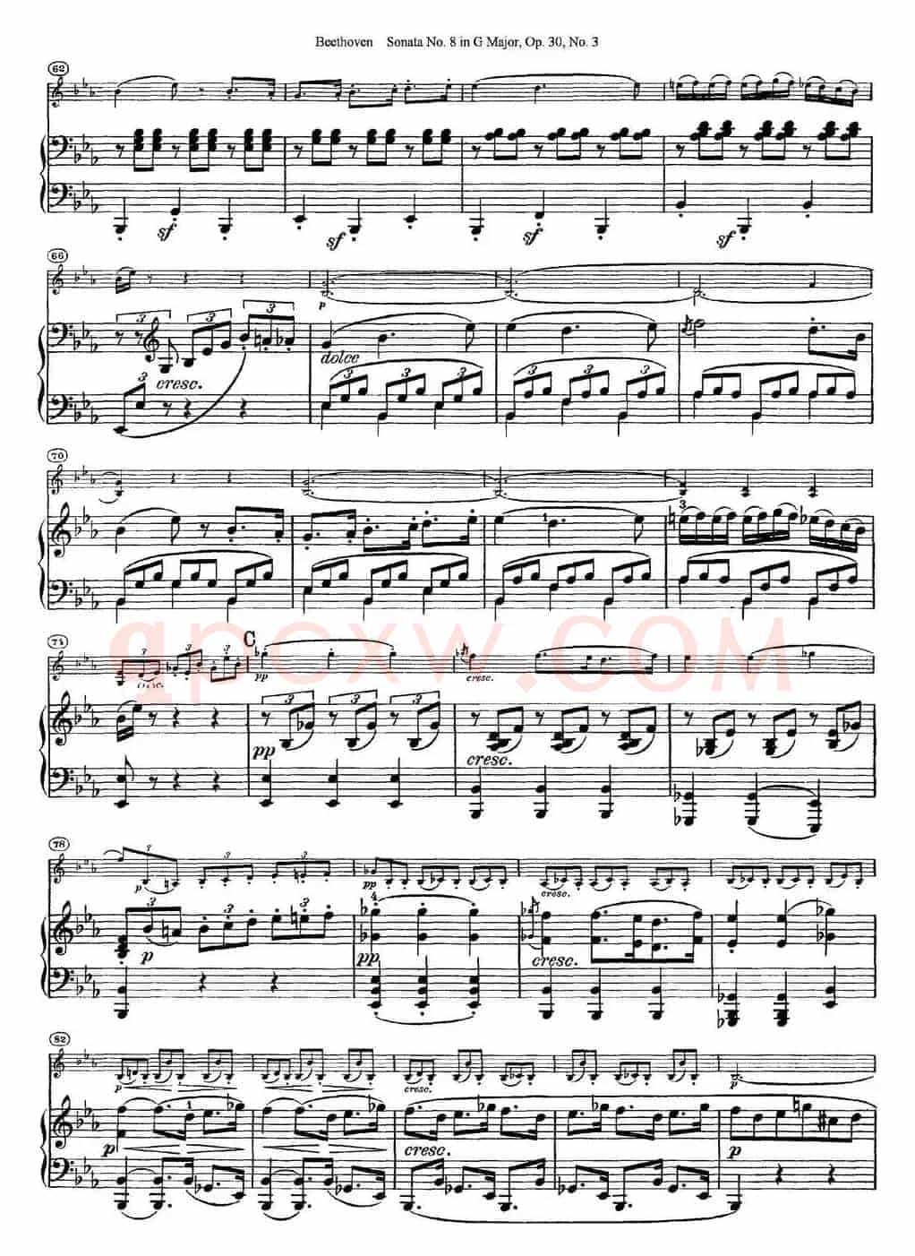 Violin Sonata No.8 in G Major Op.30 No.3（小提琴+钢琴伴奏）