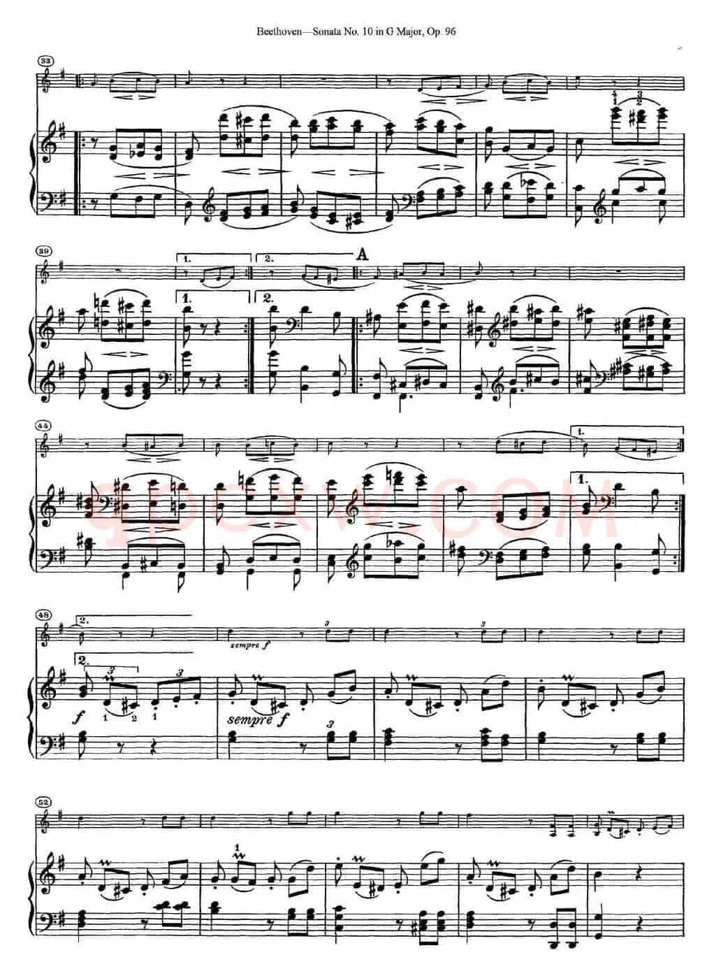 Violin Sonata No.10 in G Major Op.96（小提琴+钢琴伴奏）