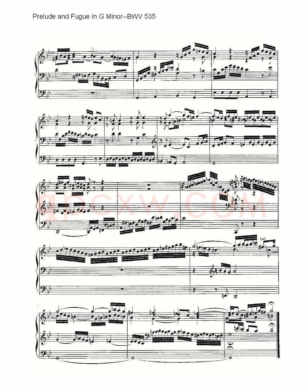 Prelude and Fugue in G Minor--BWV 535 (管风琴谱)