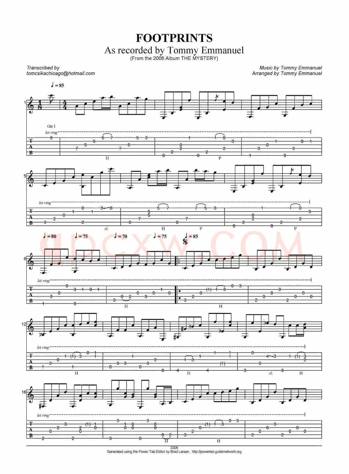 tommy emmanuel：footprints（指弹吉他）