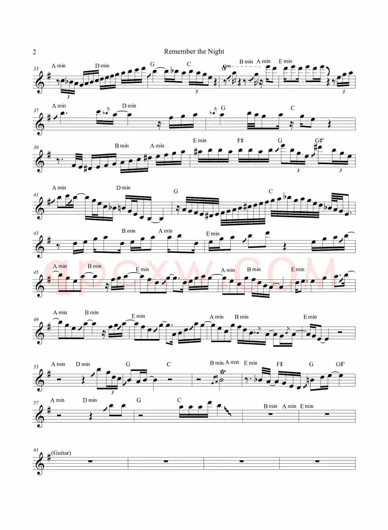 Remember The Night（次中音萨克斯）
