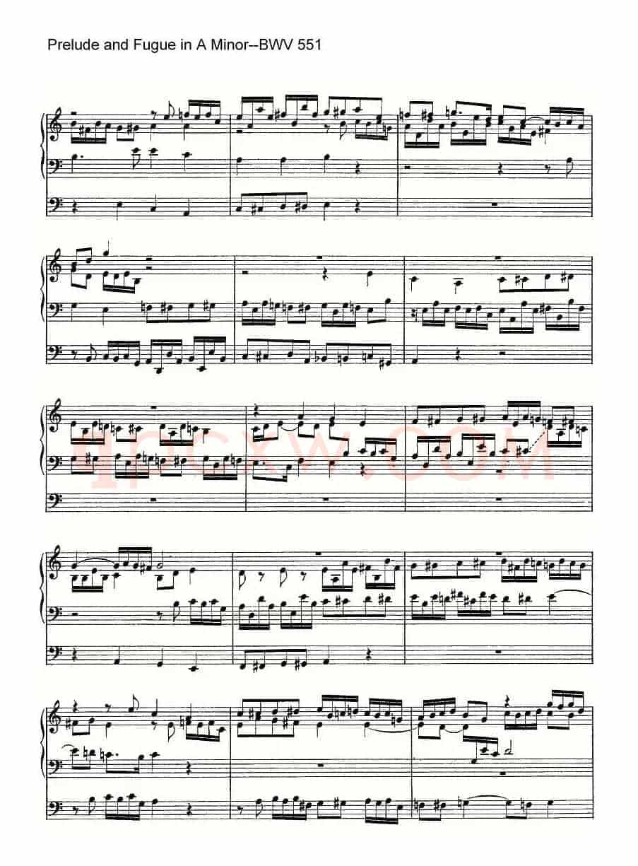 Prelude and Fugue in A Minor--BWV 551(管风琴谱)
