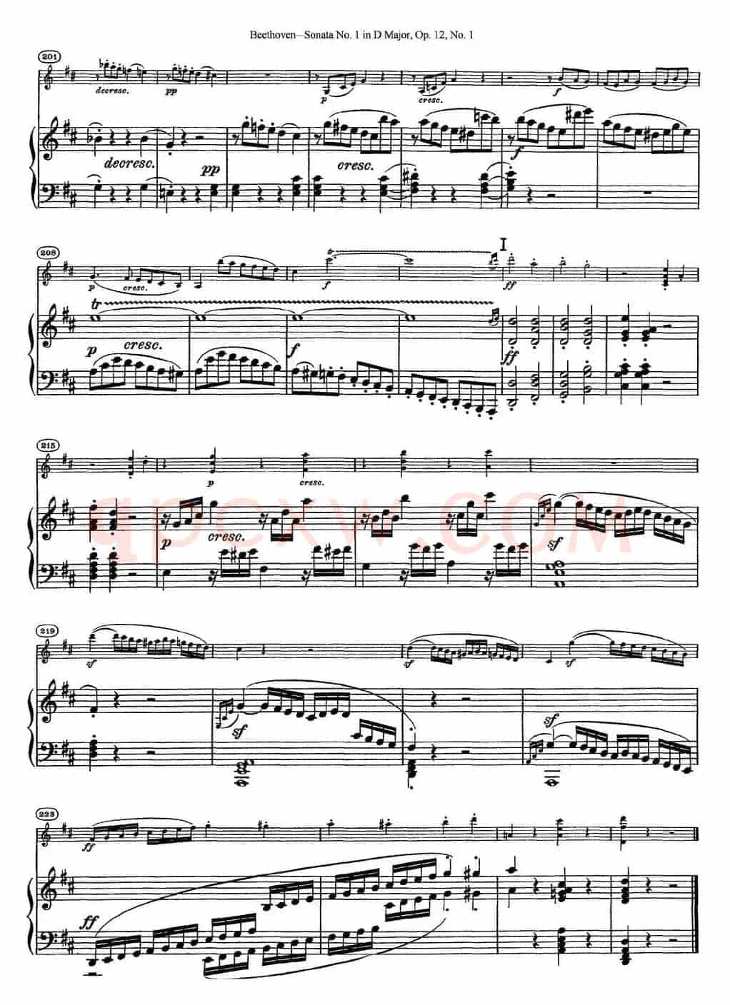 Violin Sonata No.1 in D Major Op.12 No.1（小提琴+钢琴伴奏）