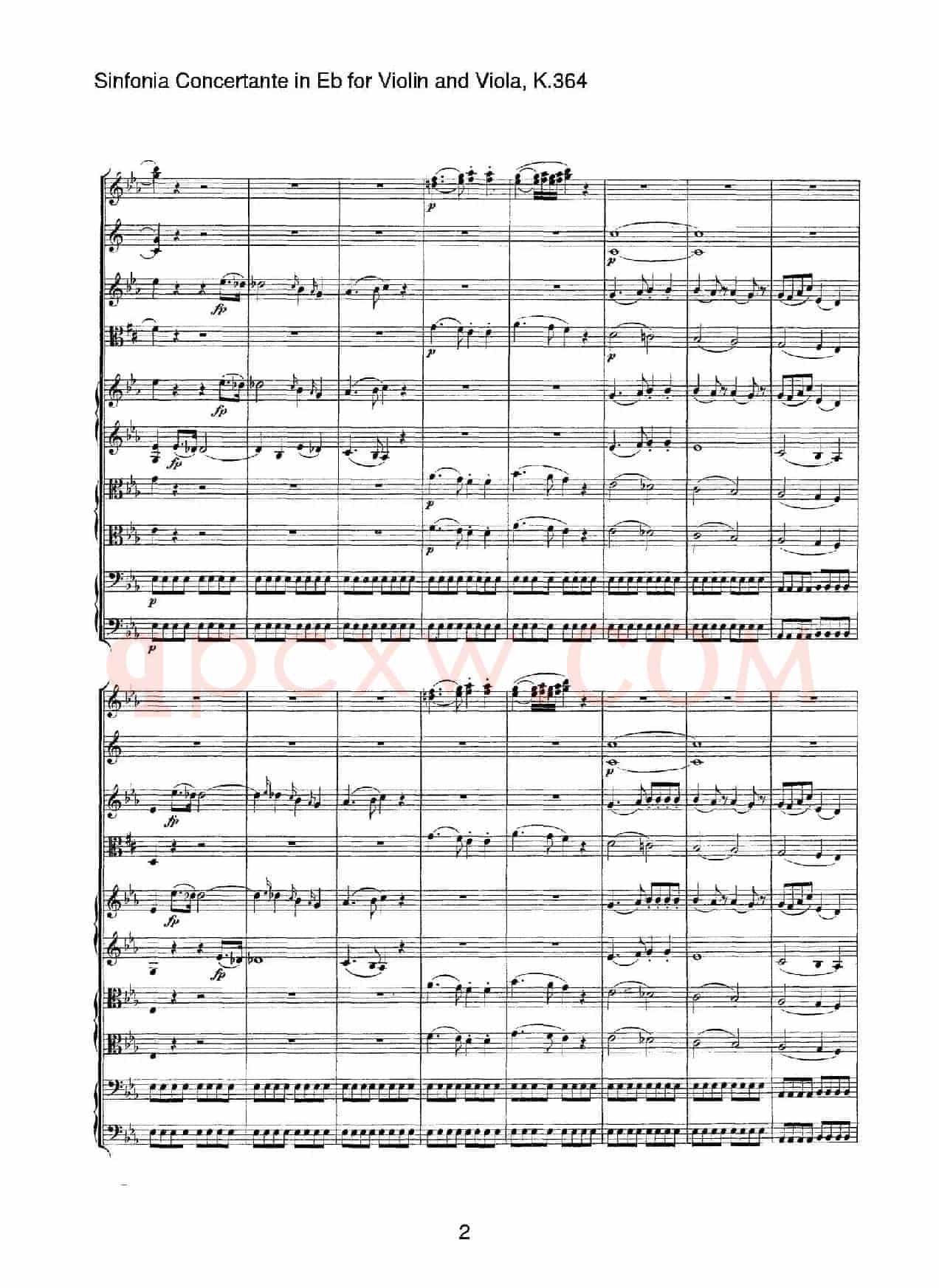 降E大调交响协奏曲（《Sinfonia Concertante in Eb》for Violin and Viola K.364）