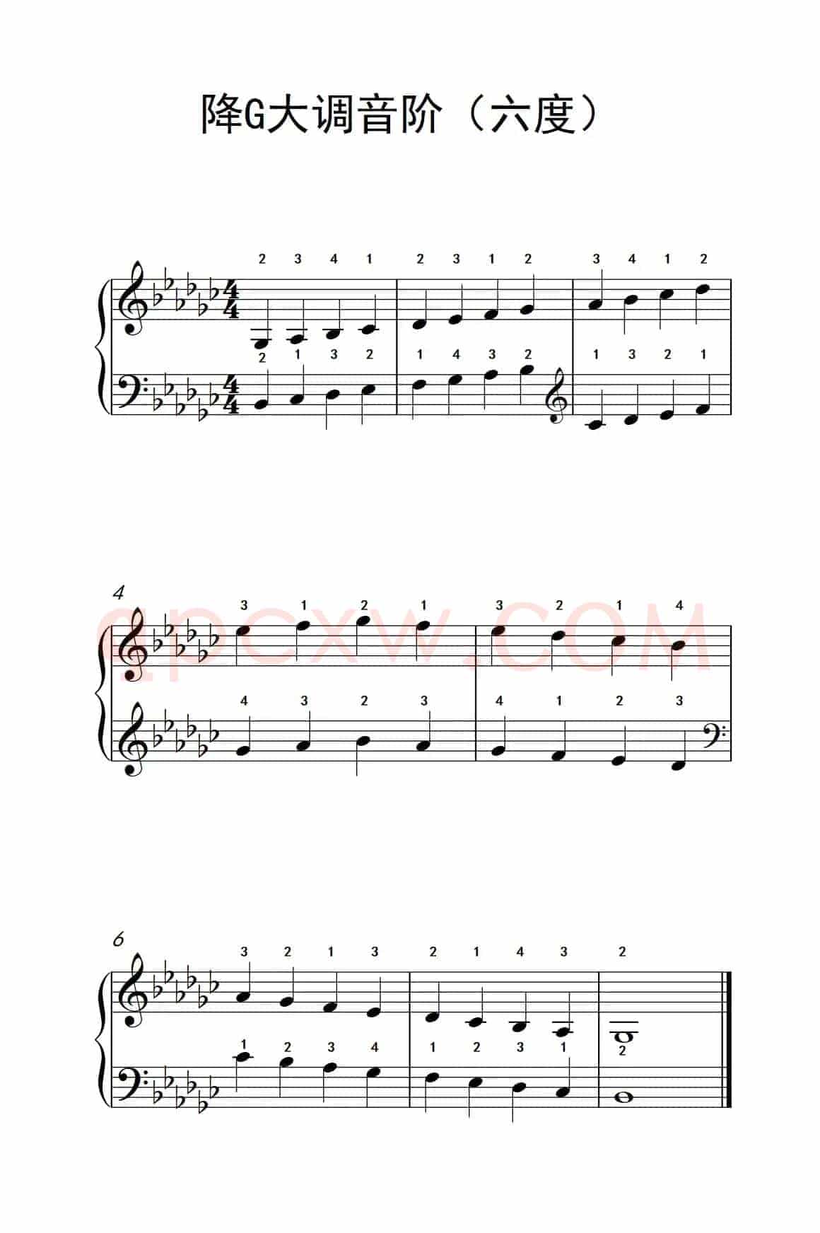 降G大调音阶（六度）（孩子们的钢琴音阶、和弦与琶音 2）
