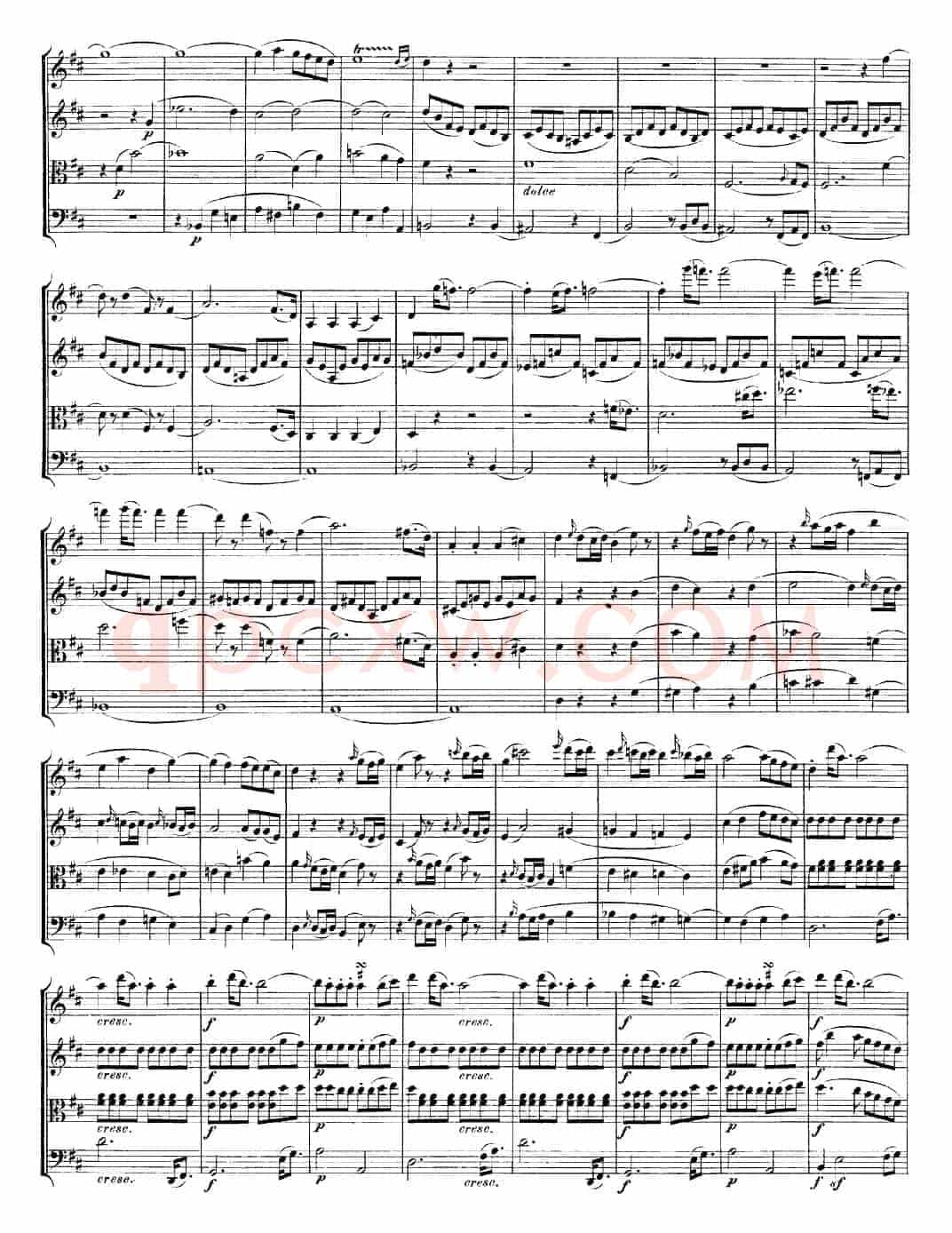 Mozart《Quartet No.20 in D Major,K.499》（总谱）