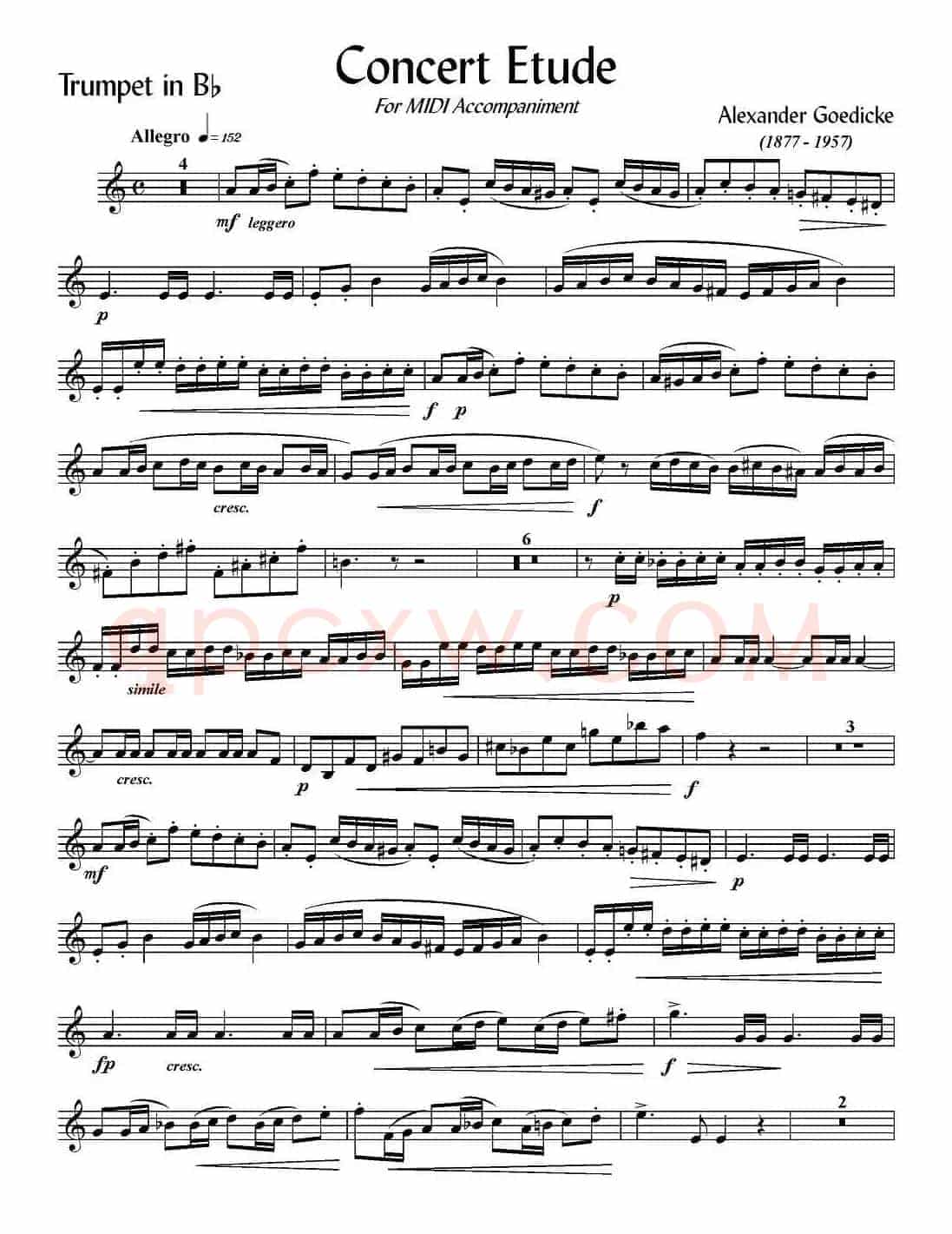 Concert Etude （音乐会练习曲、Bb调）（小号）