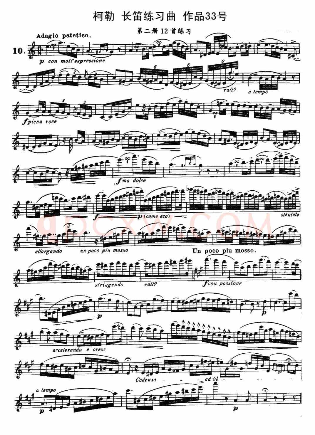 柯勒长笛练习曲作品33号(第二册)(10)