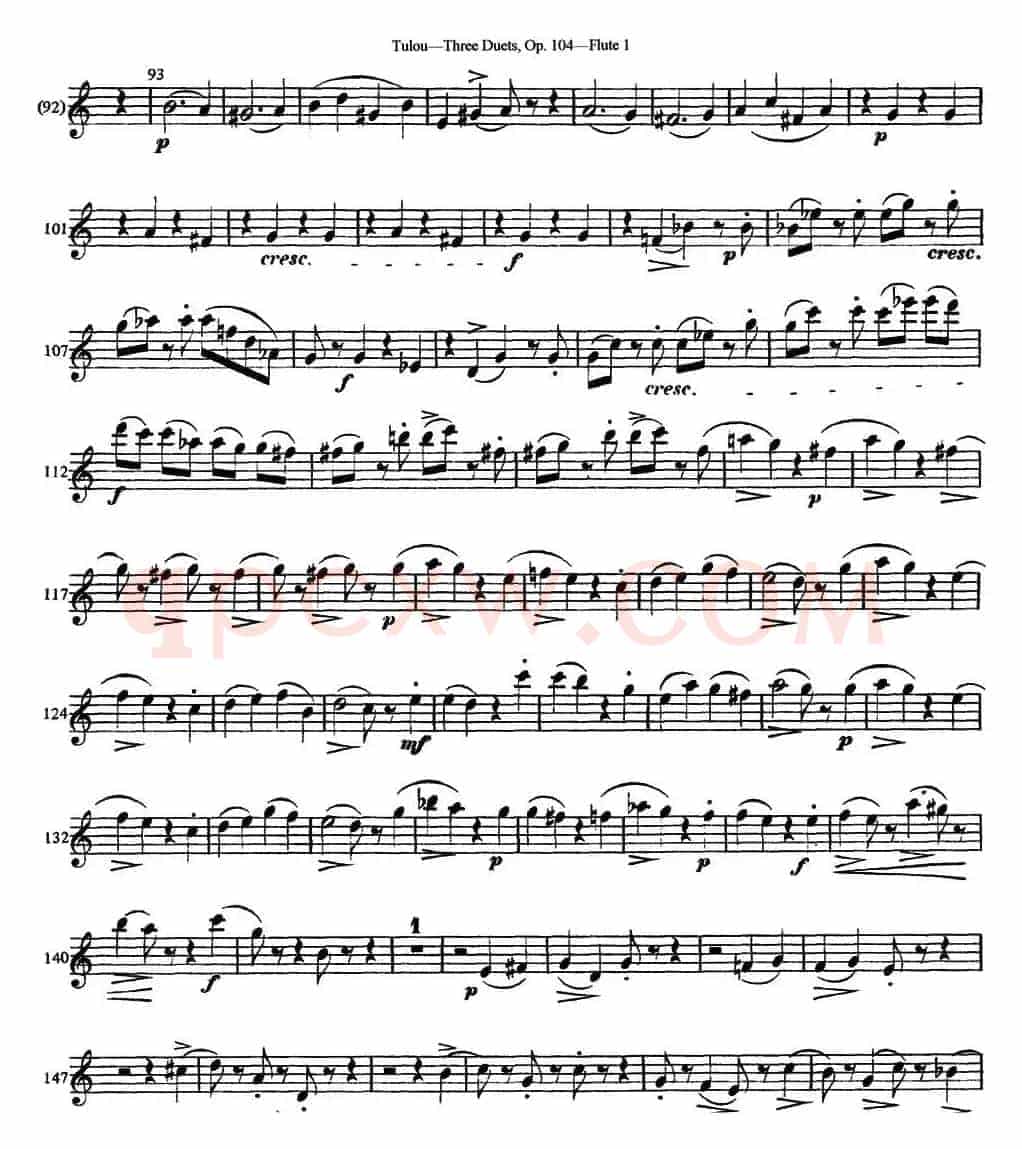 图露三首长笛简易重奏曲Op.104（Flute 1）（NO.1）