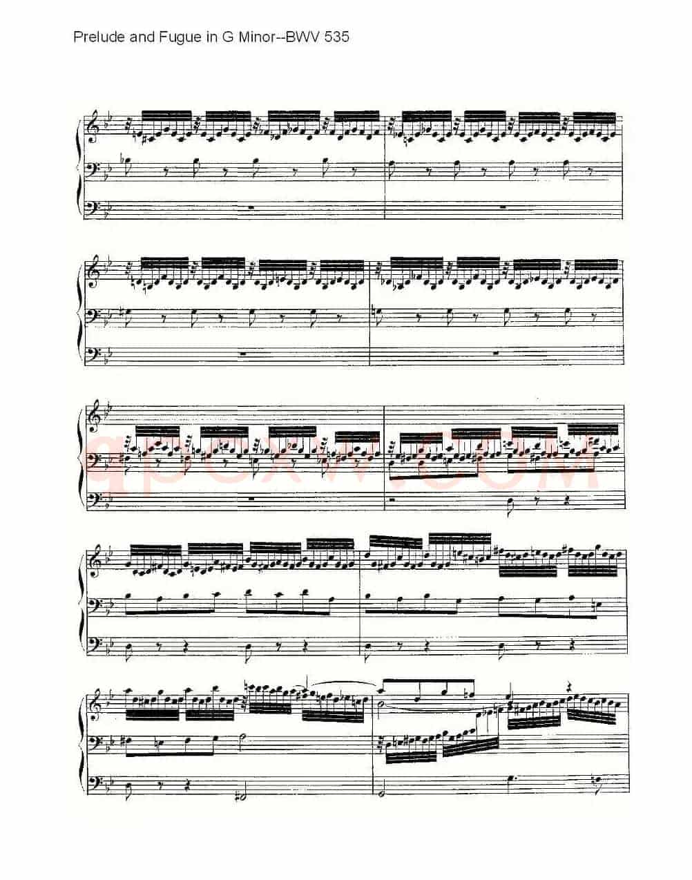 Prelude and Fugue in G Minor--BWV 535 (管风琴谱)