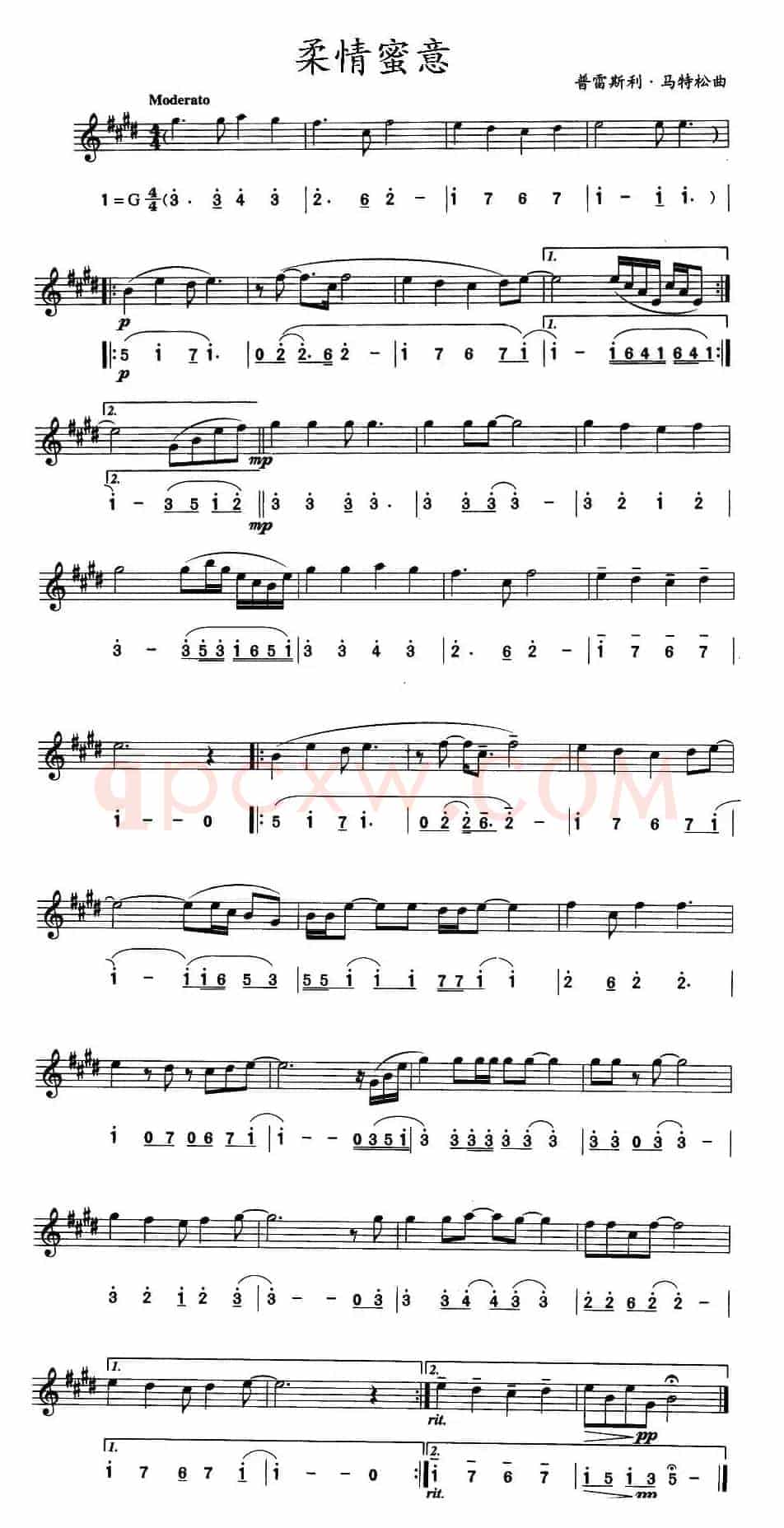 柔情蜜意（线简谱对照版）