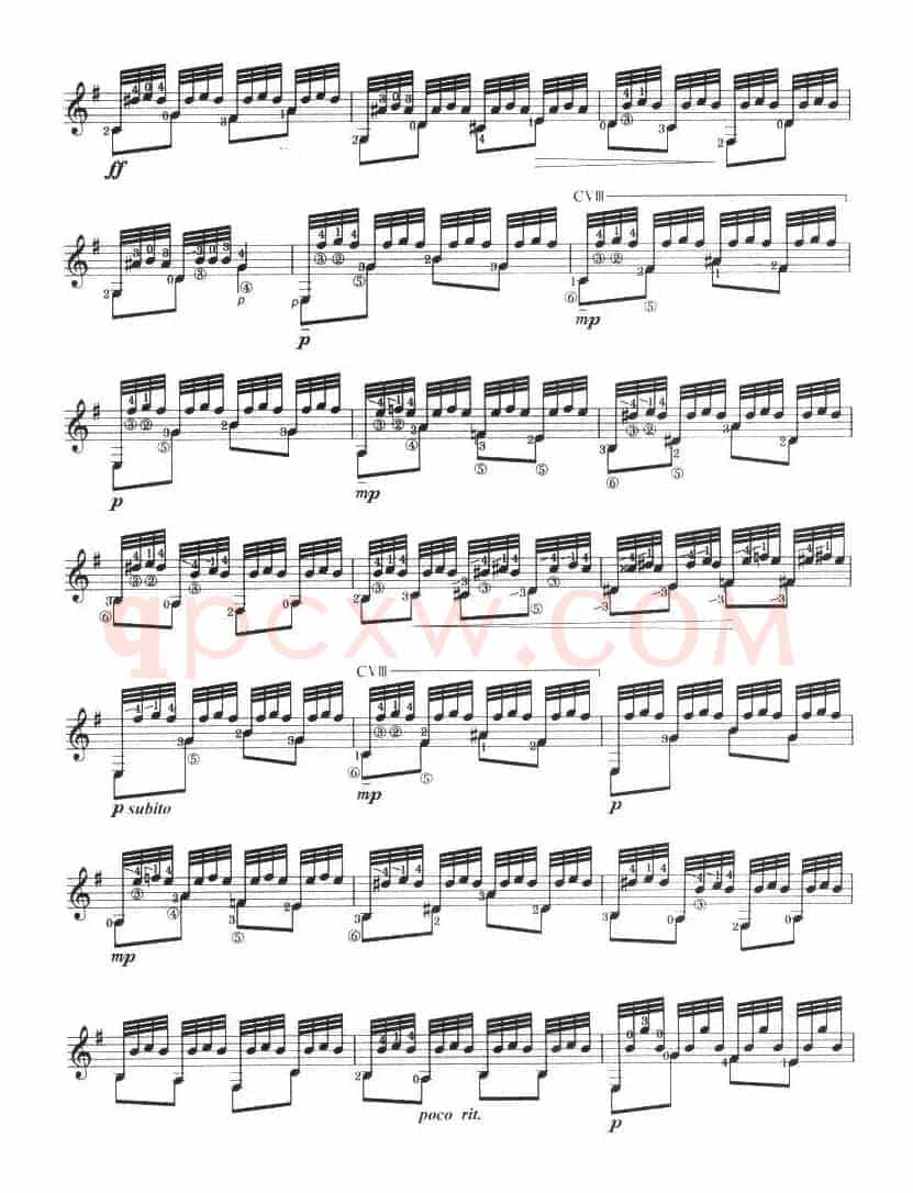古典吉他考级八级练习曲（2首）