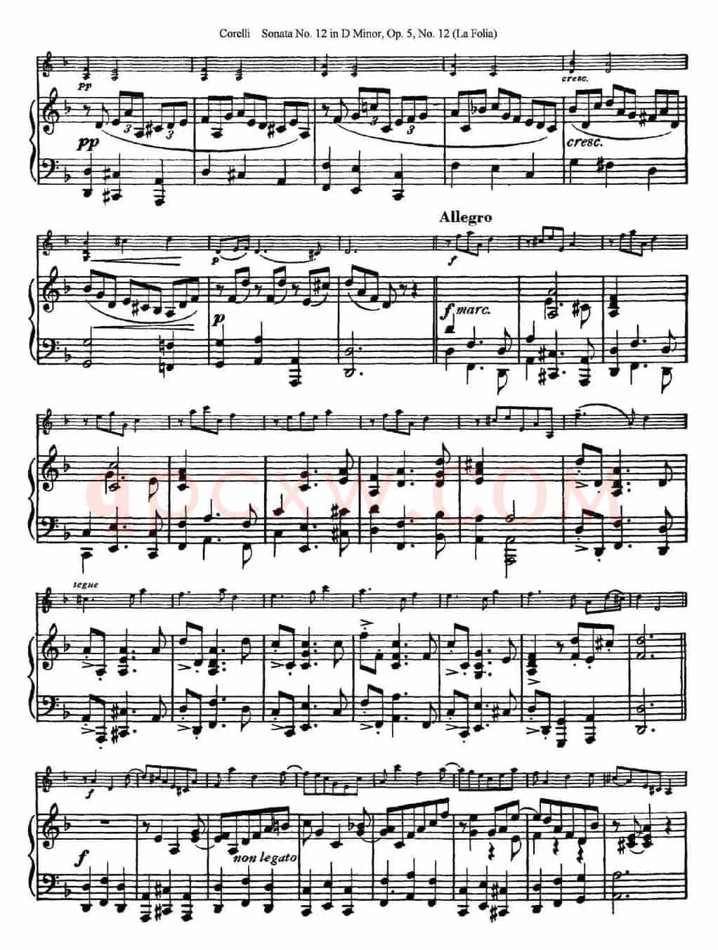 Sonata No.12 in D Minor Op.5 No.12（小提琴+钢琴伴奏）