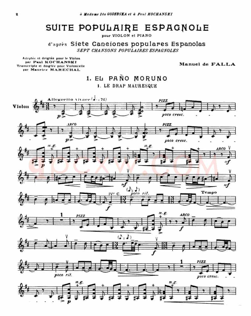 Suite of Spanish Folksongs:1、EL PANO MORUNO