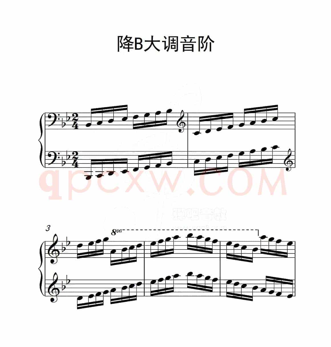 第五级 降B大调音阶（中国音乐学院钢琴考级作品1~6级）