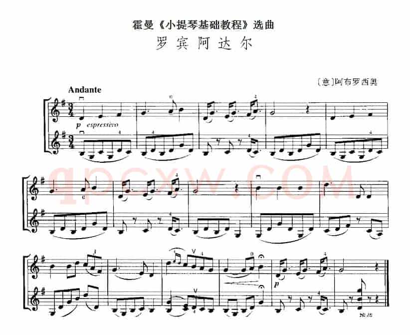 霍曼《小提琴基础教程》选曲：罗宾阿达尔（二重奏）