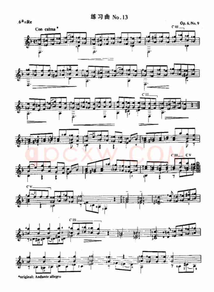 费尔南多·索尔 古典吉他练习曲 No.13(Op.6 No.9)