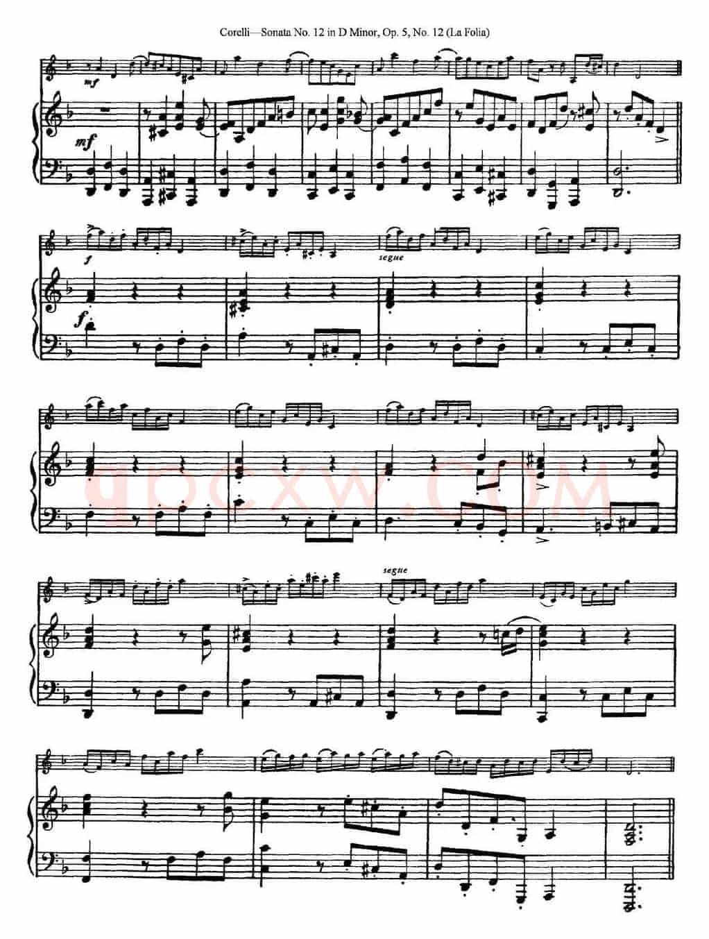 Sonata No.12 in D Minor Op.5 No.12（小提琴+钢琴伴奏）