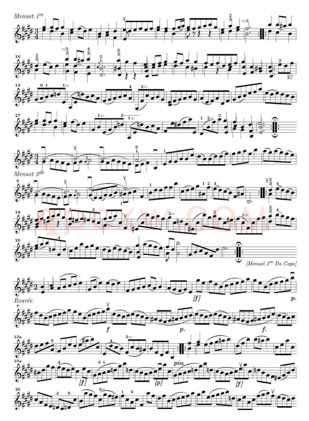 Bach Sonata BWV1006（无伴奏小提琴组曲）