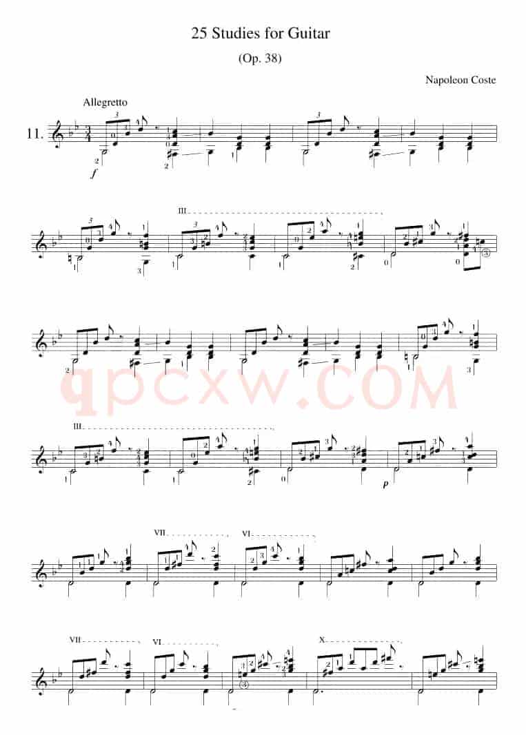 Napoleon Coste《25 Studies,Op.38》（STUDY 11）