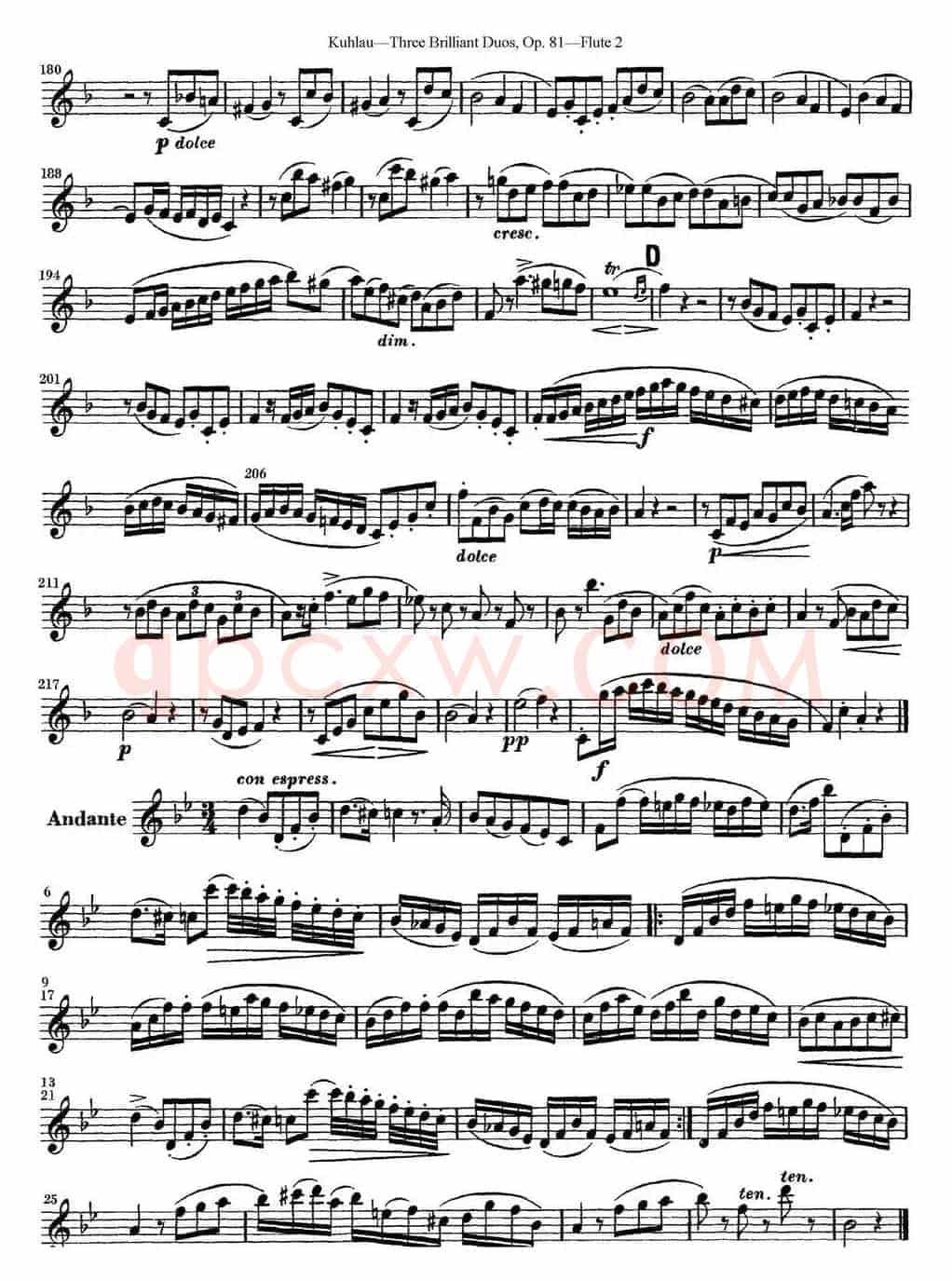 库劳长笛二重奏练习三段OP.81——Flute 2（NO.2）