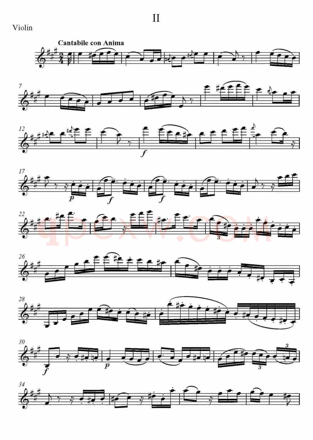 帕格尼尼六首《小提琴和吉他二重奏》 (M.S.110)（小提琴分谱）
