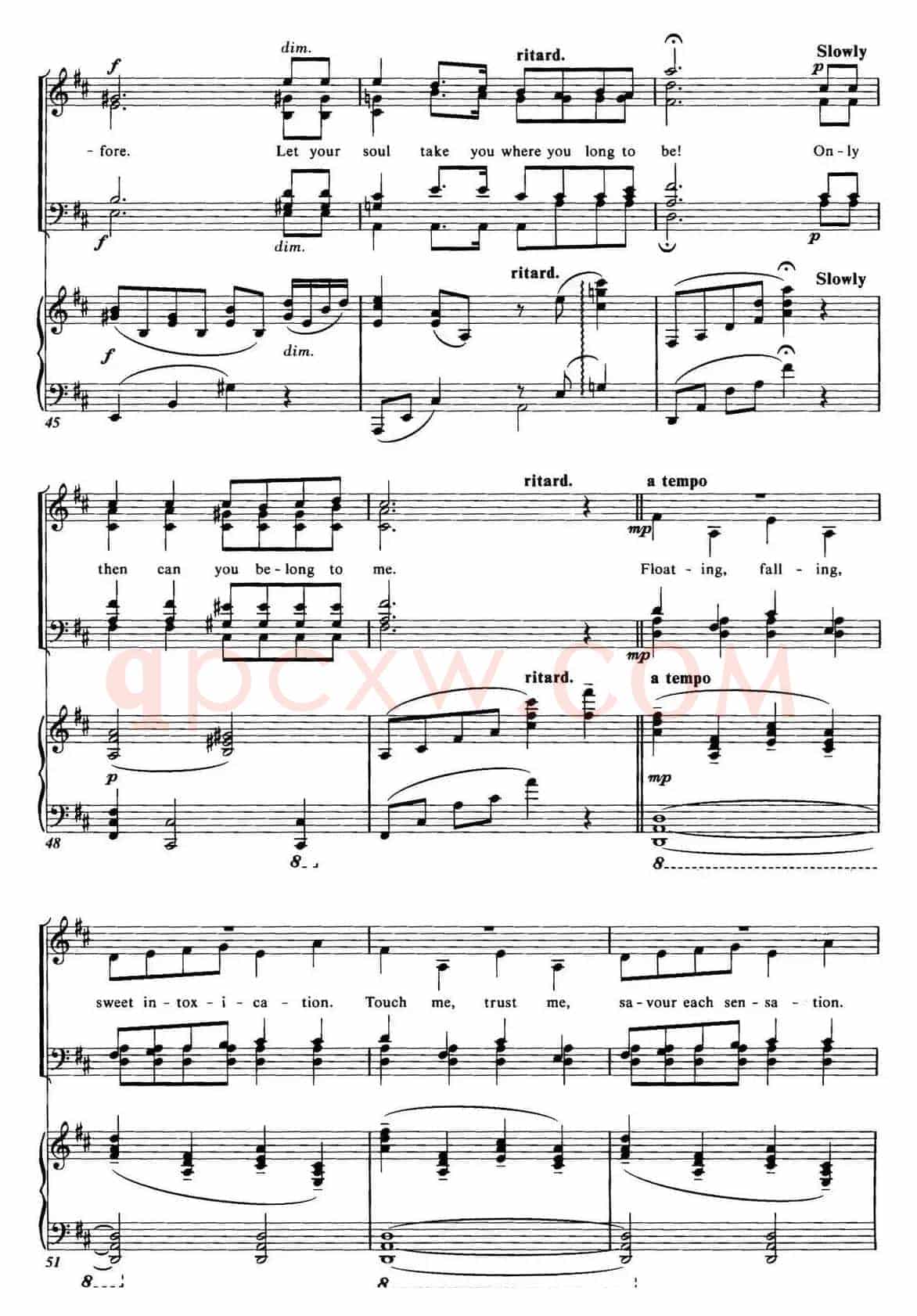 Choral Suite from The Phantom of the Opera（3 THE MUSIC OF THE NIGHT、四重奏）