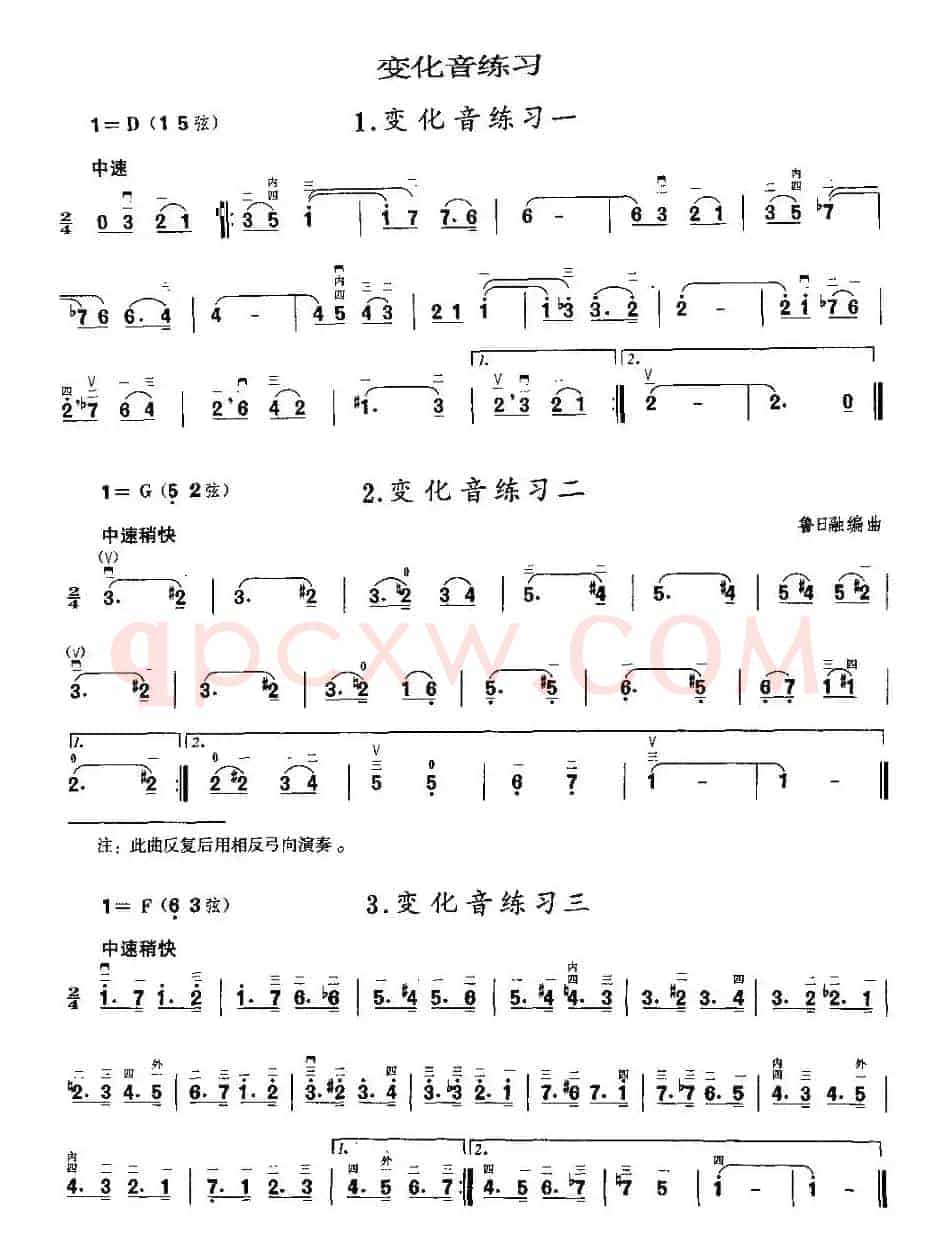 二胡微型练习曲：变化音练习