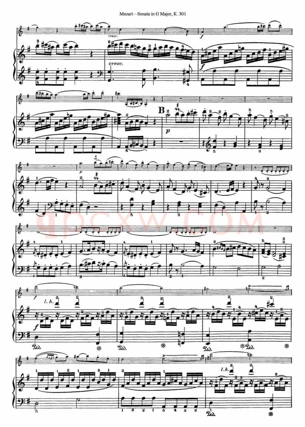 Violin Sonata in G Major K.301（小提琴+钢琴伴奏）