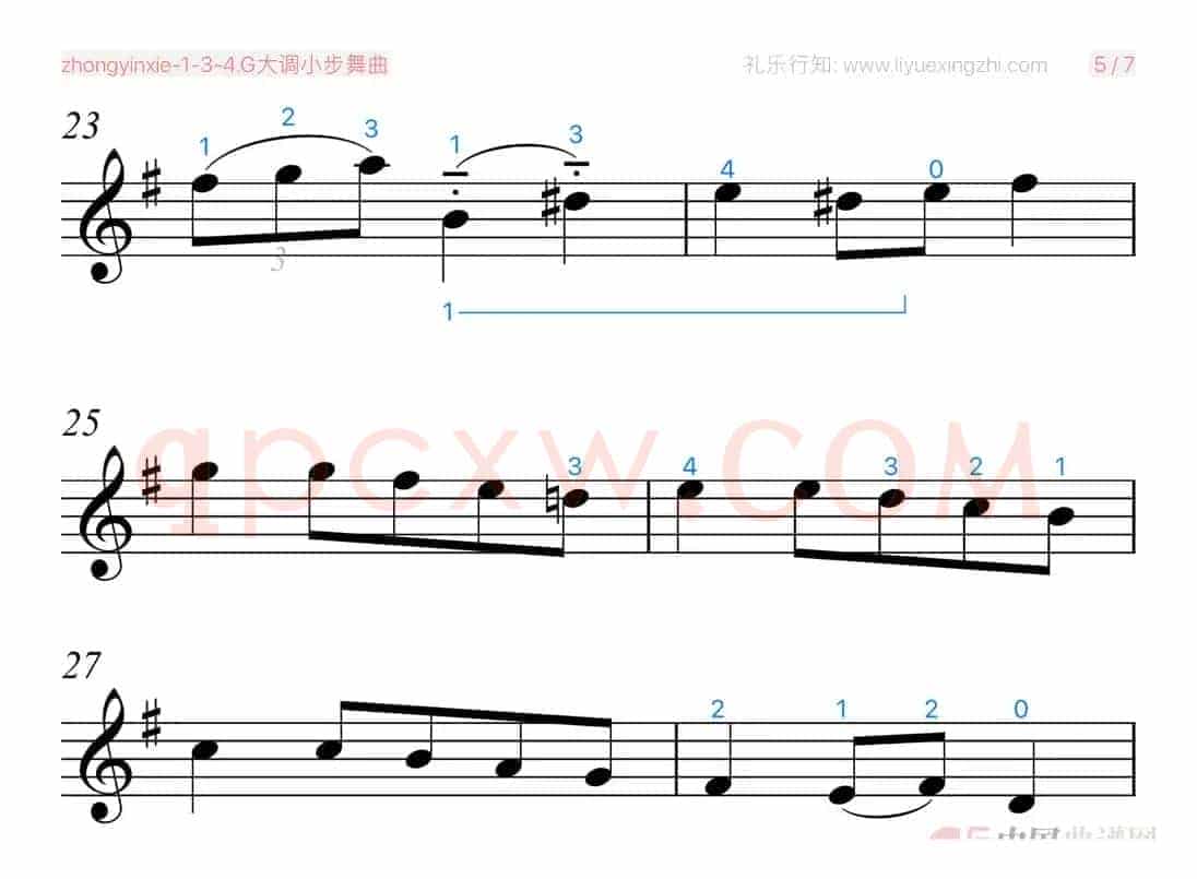 G大调小步舞曲-巴赫 [大字排版]（小提琴）