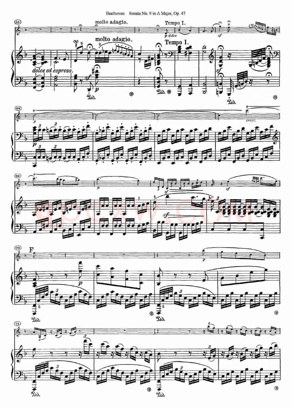 Violin Sonata No.9 in A Major Op.47（小提琴+钢琴伴奏）