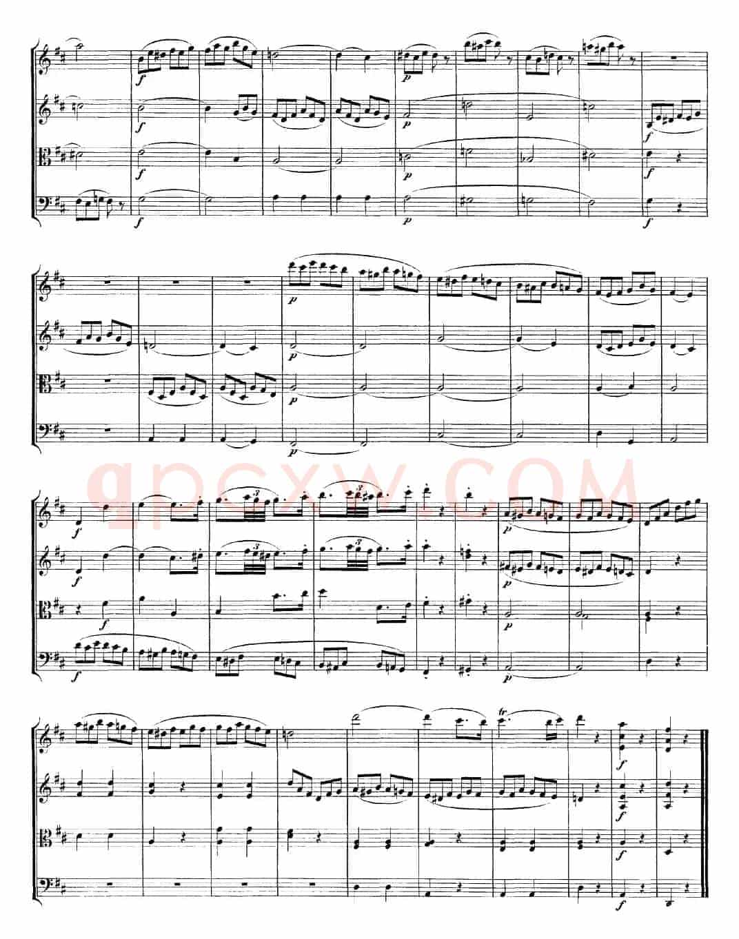 Mozart《Quartet No.20 in D Major,K.499》（总谱）