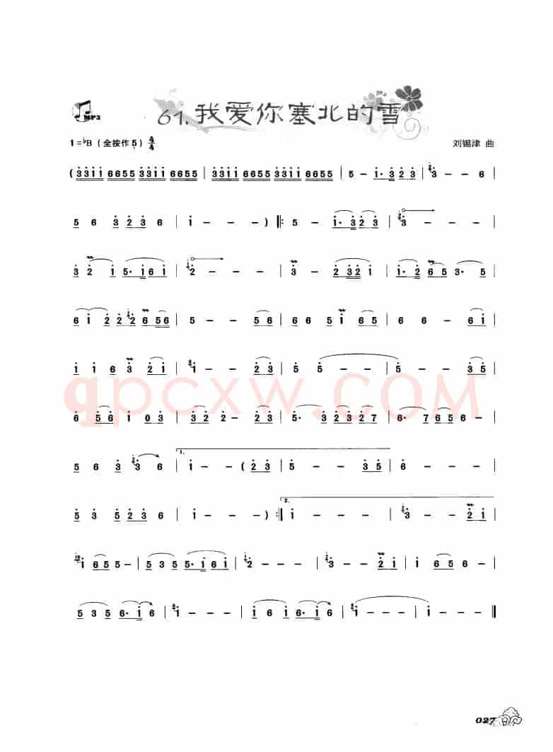 葫芦丝曲精选：我爱你在北的雪