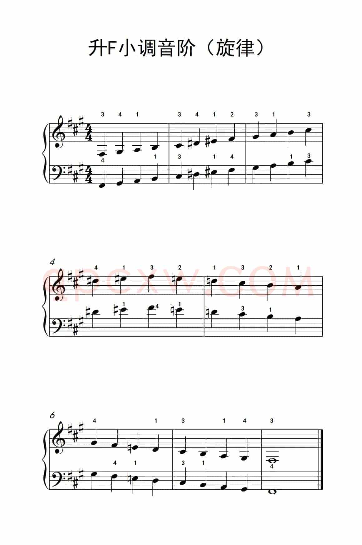 升F小调音阶（旋律）（儿童钢琴练习曲）