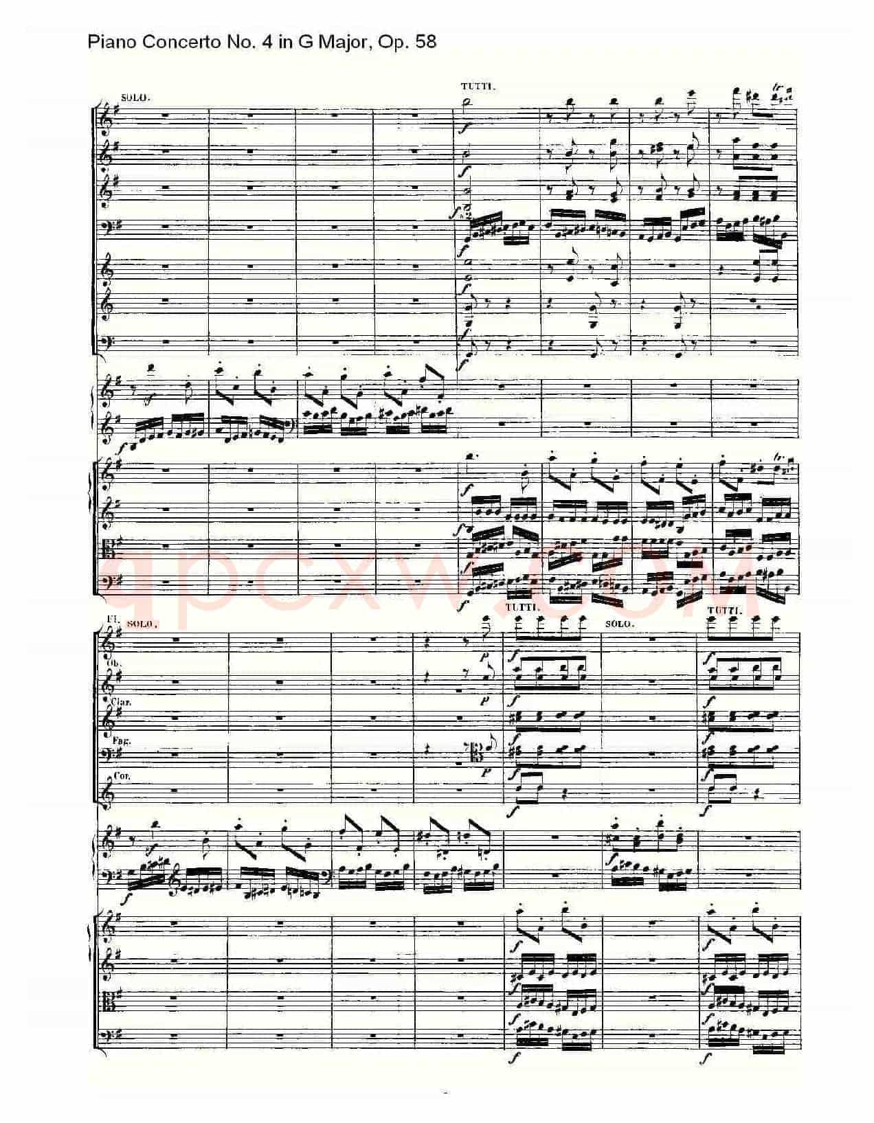 G大调钢琴第四协奏曲 Op.58 第三乐章(总谱)