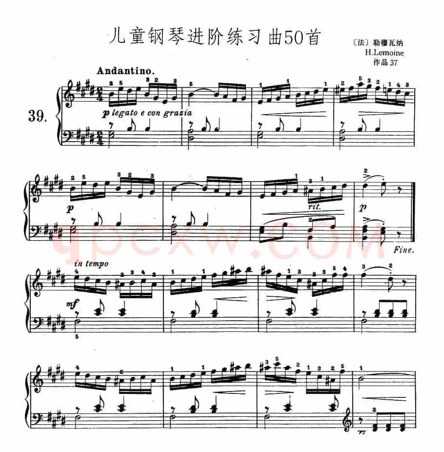 儿童钢琴进阶练习曲50首之39