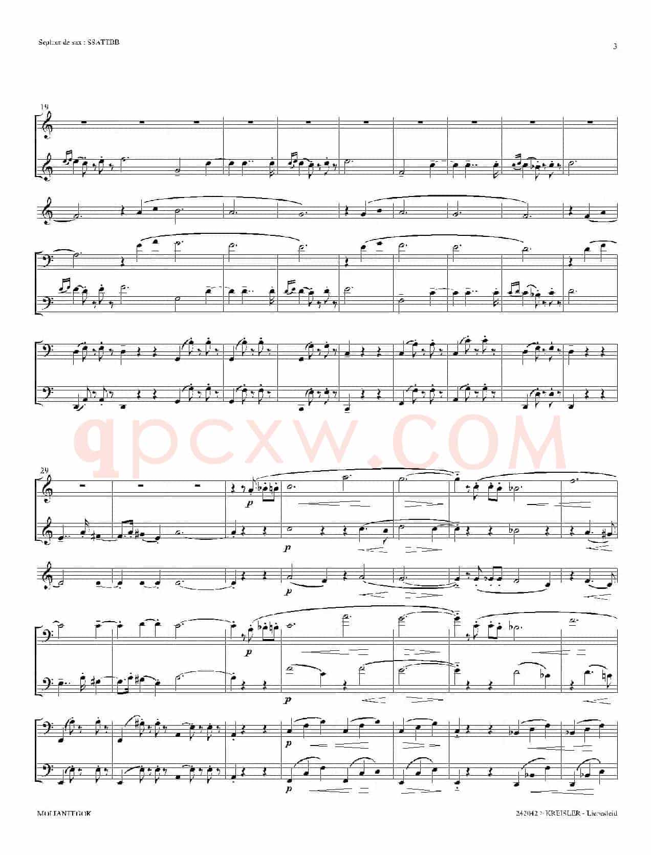 Liebesleid（四重奏、总谱）