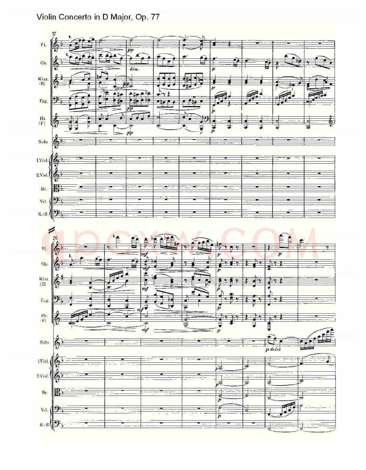 D大调小提琴协奏曲, Op.77第二乐章