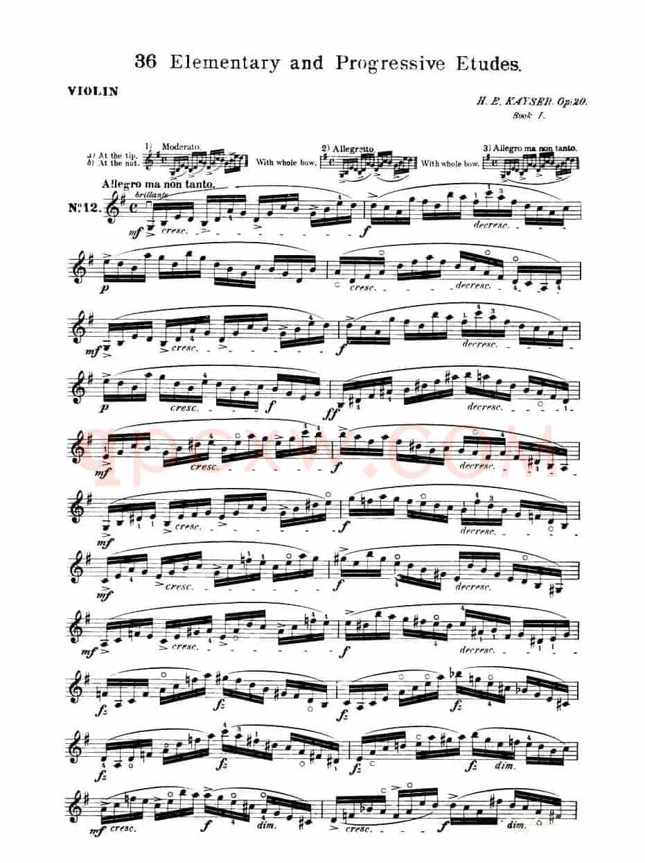 开塞（KAYSER 36首小提琴练习曲之12）