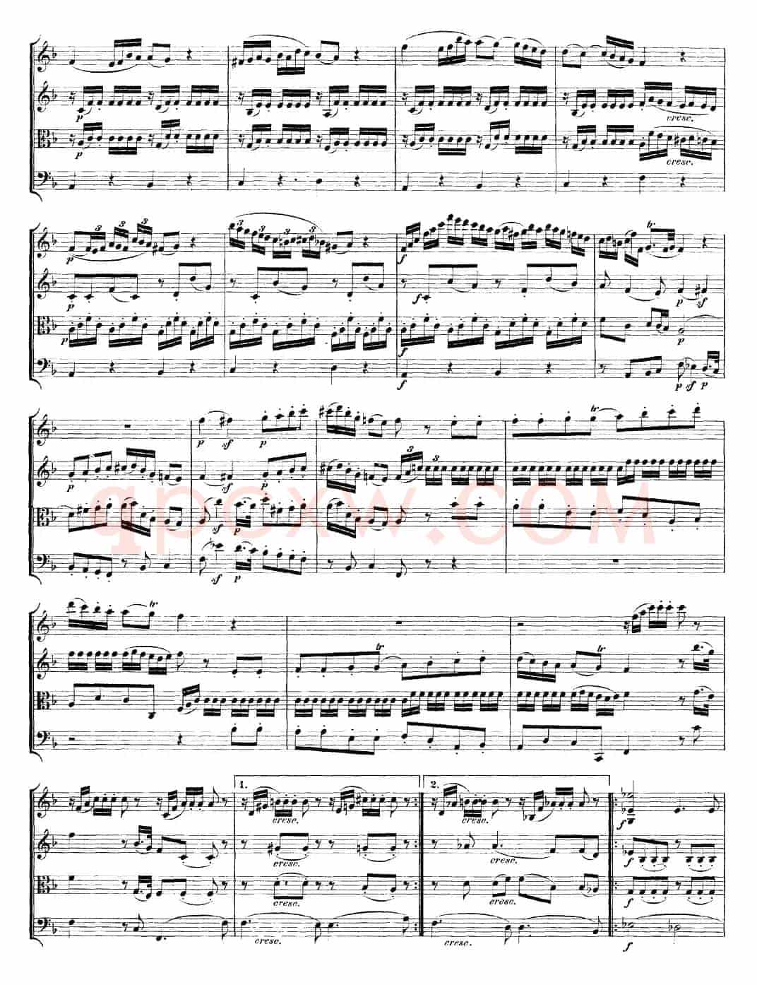 Mozart《Quartet No.15 in D Minor,K.421》（总谱）
