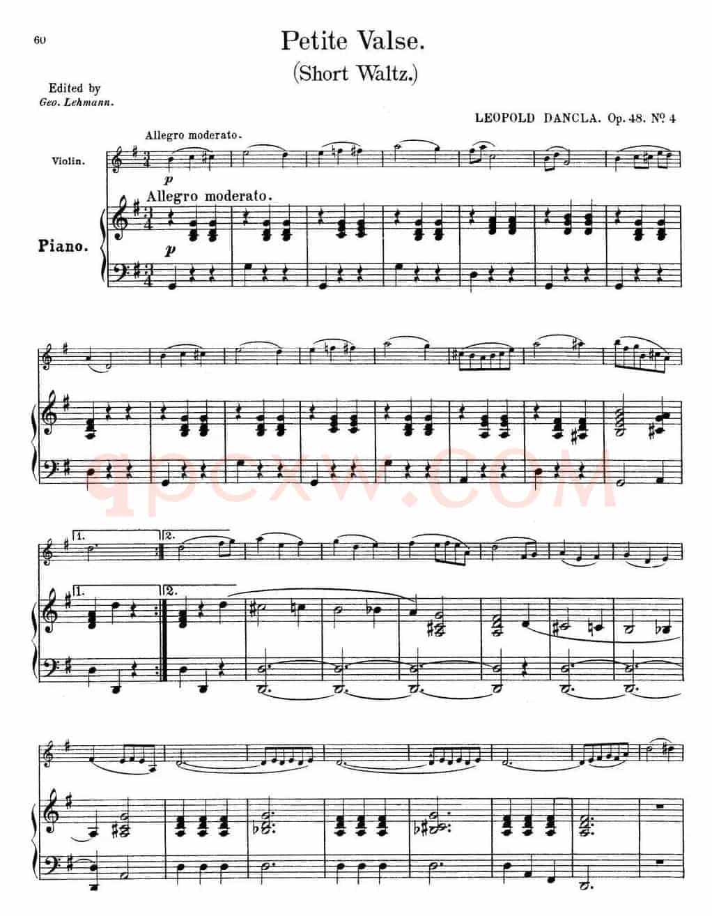 25首小提琴曲合集:Petite Valse.(Short Waltz.)(LEOPOLD DANCLA. Op.48,No.4)(小提琴+钢琴伴奏)