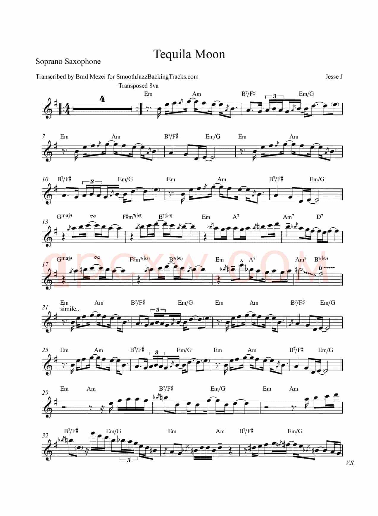 Tequila Moon（高音萨克斯）
