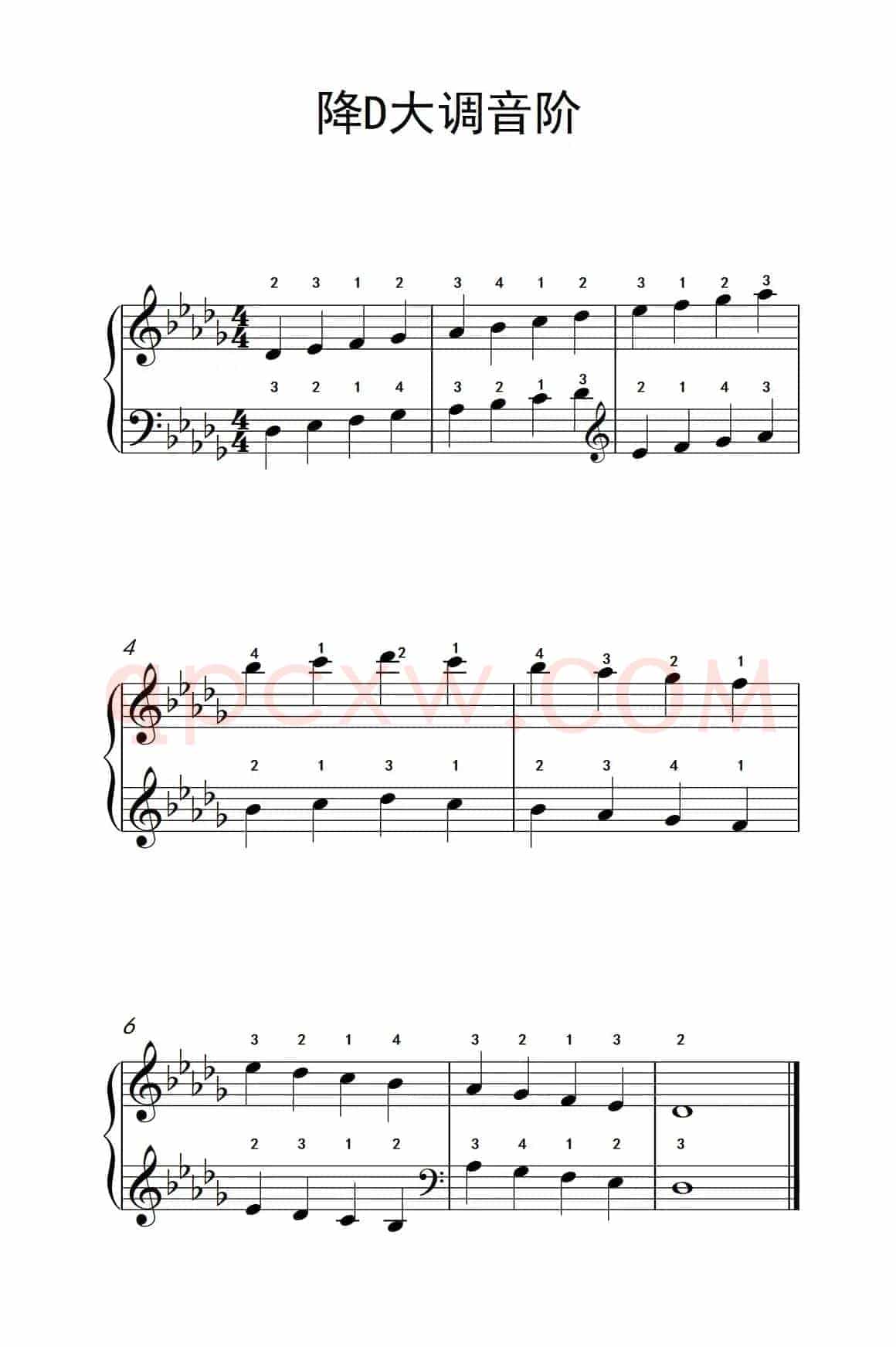 降D大调音阶（孩子们的钢琴音阶、和弦与琶音 2）