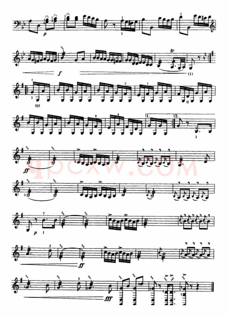 土耳其进行曲（三弦、五线谱）