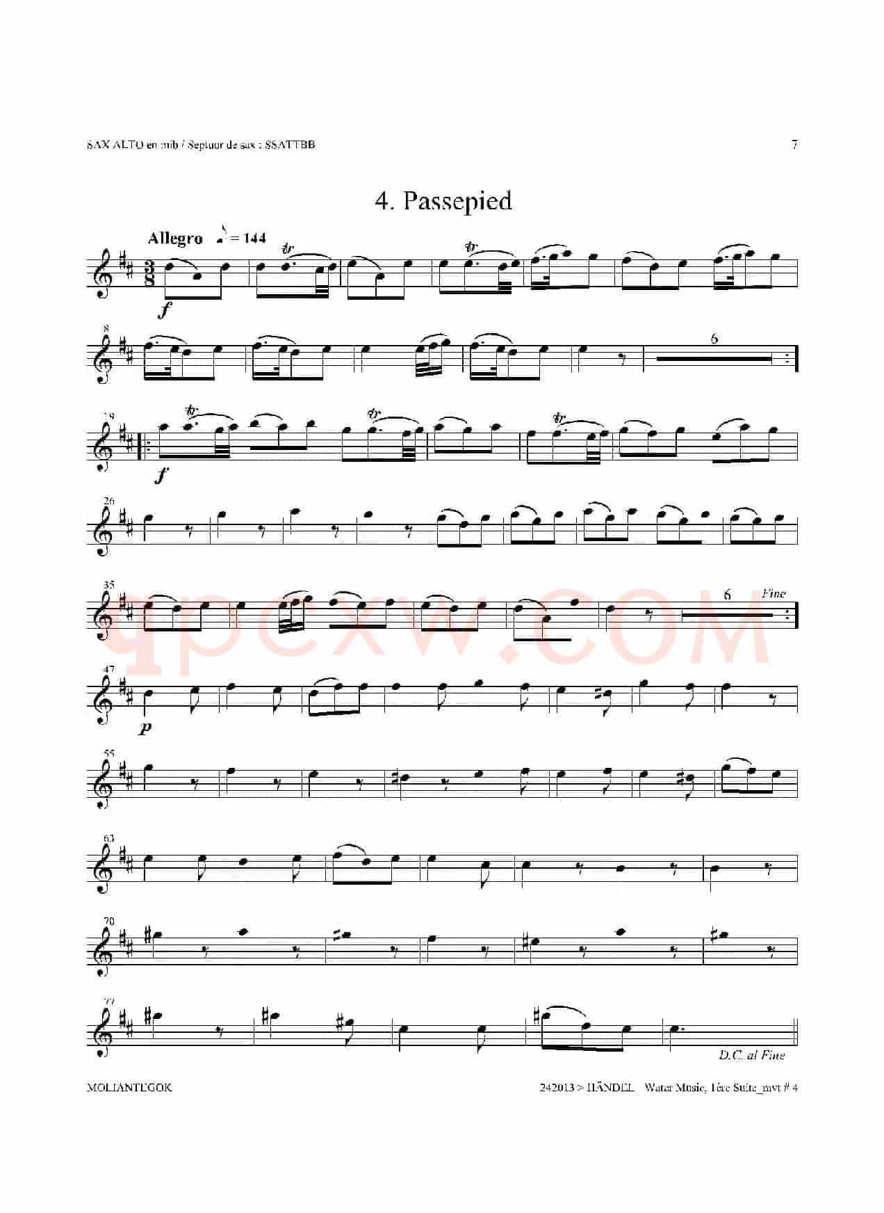 Water Music（HWV.348 No.1）（中音萨克斯）