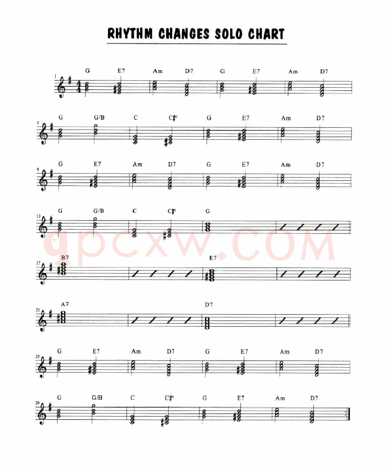 Rhythm Changes Solo Chart